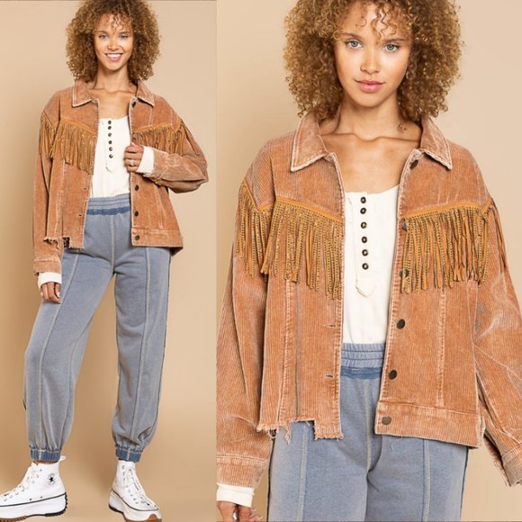 91567 POL Fringed Corduroy Jacket - Picture 2 of 5